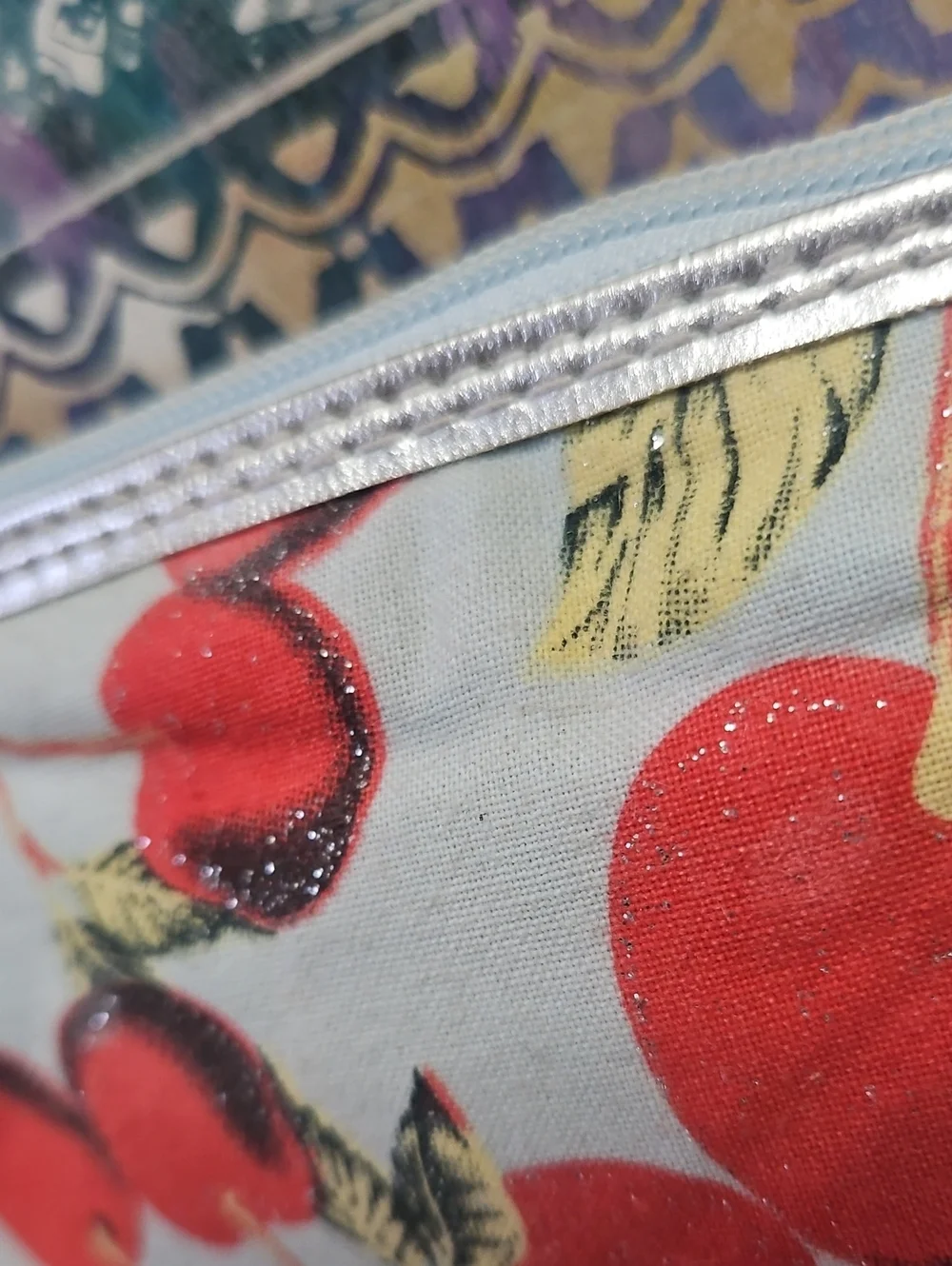 Worldwide Dreams LLC Cherry Makeup Bag Very Cute W Sparkles BALL CHERRY zipper